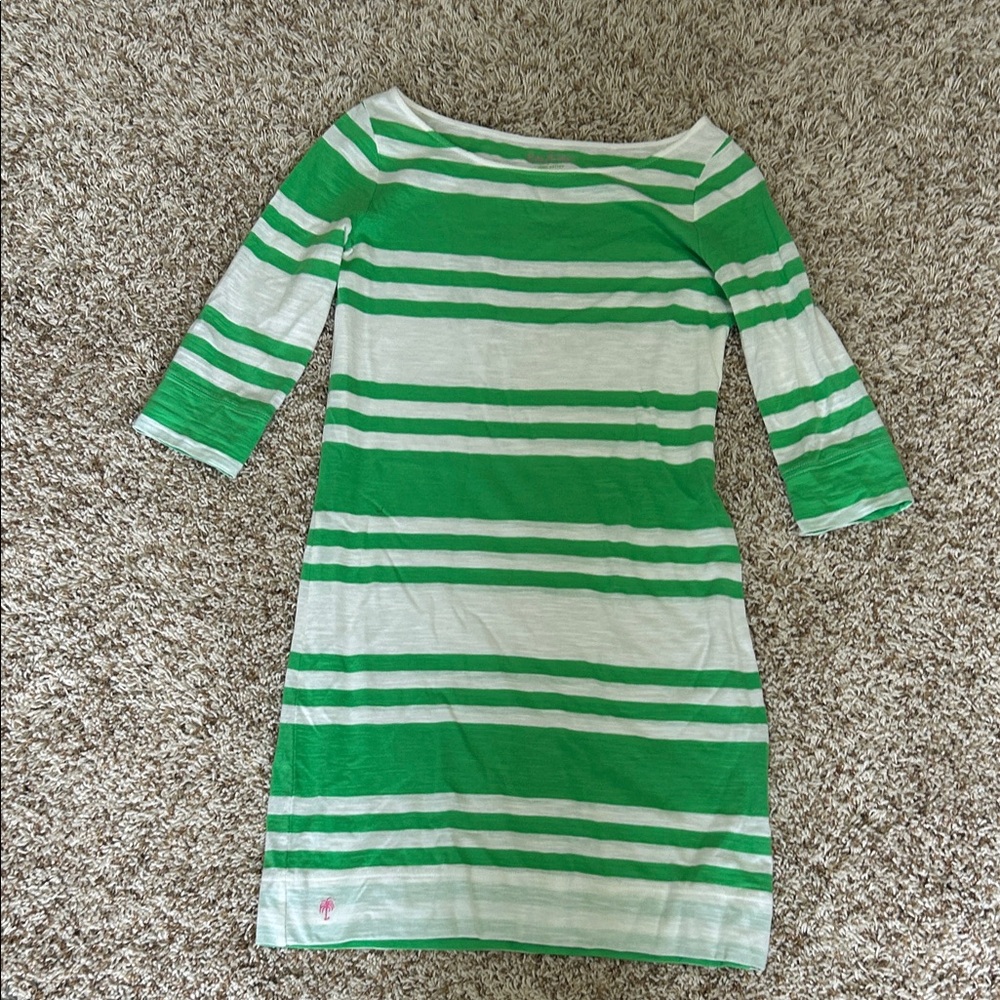 Lily Pulitzer Sz XS Green and White Striped Dress